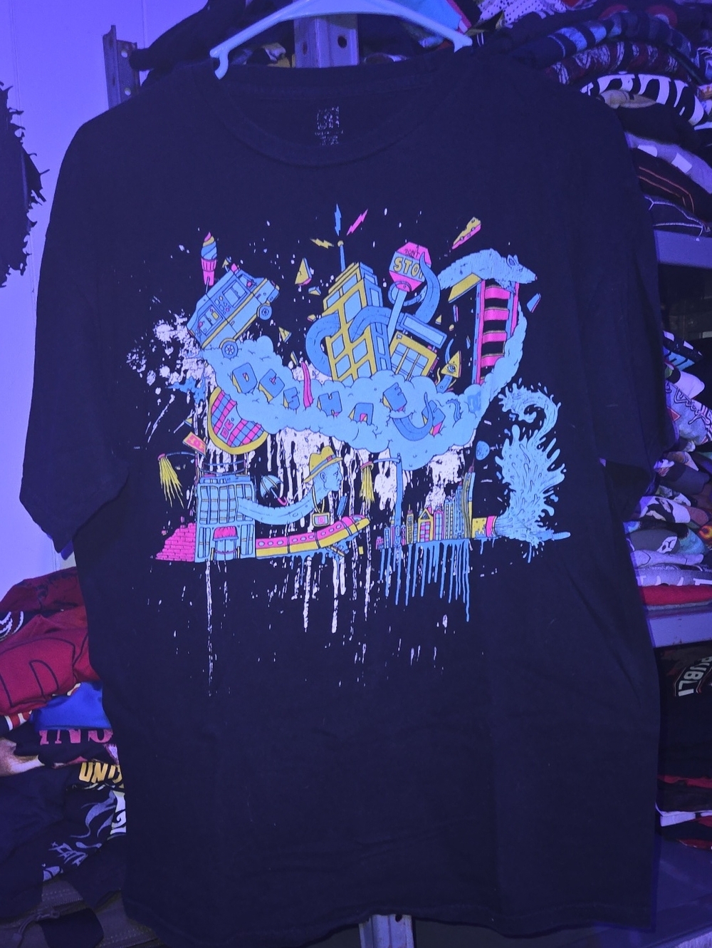 DC Black Short Sleeve Tee with Neon Graphic